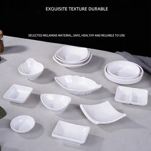 Melamine Dipping Sauce Dishes White Small Seasoning Plates For Sushi Soy Sauce Modern Simple Durable Dipping Bowls