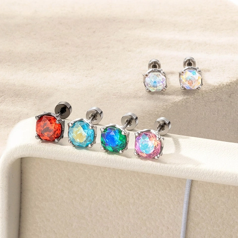Octagonal Rose Cut Zirkoon Oorkraakbeen Stud Titan Stahl Schraubverschluss Helix Piercing Schmuck Für Damen Herren Stil