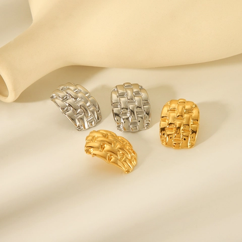 Geflochtene Geometrische Ohrringe 18K Vergoldet Edelstahl Unregelmäßig Quadratisch Mode Schmuck Für Damen