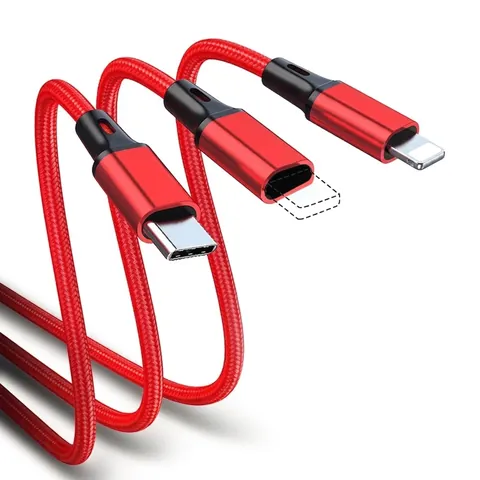Câble De Charge Multi Connecteurs En Nylon Tressé Alliage Aluminium Cordon Chargeur Rapide Noyau Cuivre Pour Type C Micro USB