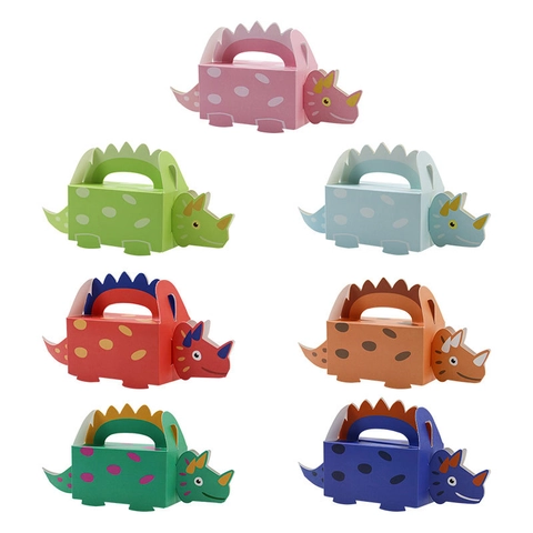 Dinosaur Shaped Candy Boxes Paper Foldable Treat Gift Bags For Kids Birthday Party Baby Shower Cartoon Animal Theme