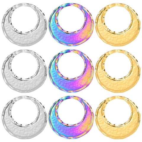 Colgante De Acero Inoxidable Martillado Dije Redondo Irregular Media Luna Accesorio DIY Joyería Estilo Minimalista Mujeres