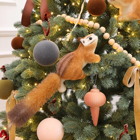 Adorno De Ardilla De Simulación Realista Piel Sintética Flocado Decoración Árbol De Navidad Hogar Animales Del Bosque Escritorio