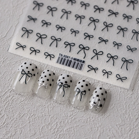 Bow-knot Nail Art Stickers PET 3D Embossed Self Adhesive Minimalist INS Style DIY Manicure Decoration For Women Elegant