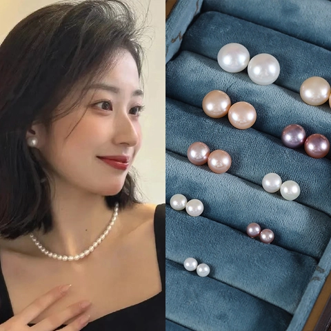 Natuurlijke Zoetwaterparel Oorknopjes Met 925 Sterling Zilver Stift Elegante Knoopvorm Parel Oorbellen Voor Dames Sieraden