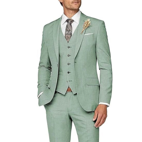 Men Suit Jacket Vest And Pants Slim Fit Notched Lapel Single Breasted Polyester Viscose Blend Wedding Business Prom Formal Wear