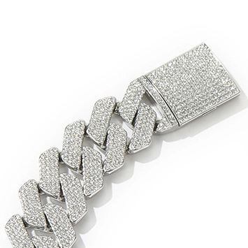 Collier Chaîne Cubaine Hip Hop Iced Out Losange Alliage de Zinc Zirconia Rangées Multiples Strass Chaîne Épaisse Bijoux Party Unisexe