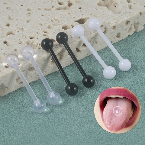 Acryl Tongringen Rechte Barbell Body Piercing Sieraden Transparant Zwart Wit Flexibele Staaf Unisex Onzichtbare Studs