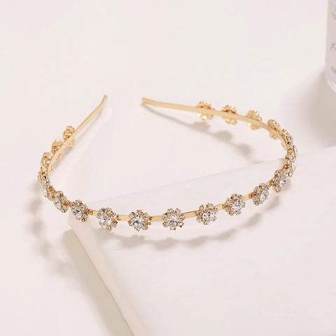 Bandeau À Fleurs En Strass Élégant Serre-Tête Tournesol En Alliage Pour Femmes Accessoires De Cheveux Style Coréen