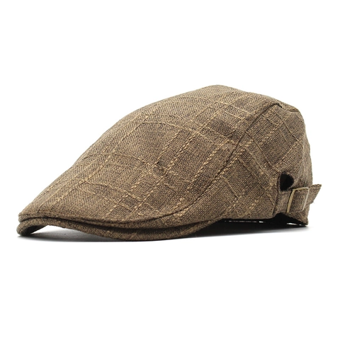 Casquette Plate Rétro À Carreaux Ajustable Ivy Cap Respirante En Polyester Pour Hommes Femmes Style Britannique