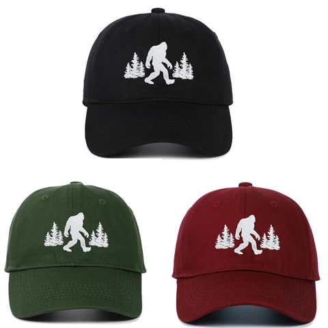 Vintage Baseballkappe Aus Gewaschener Baumwolle Bigfoot Sasquatch Stickerei Pinie Retro Verstellbare Outdoor Hut Unisex