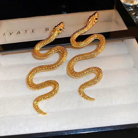 Orecchini Pendenti A Forma Di Serpente Con Strass E Perno In Argento Lunghi S-Forma Gioielli Da Donna
