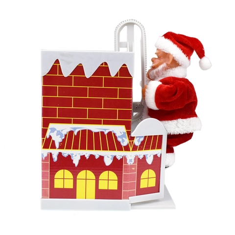 Electric Climbing Santa Claus Climbing Chimney Toy With Music Plastic Christmas Decoration Battery Operated Party Gift For Kids