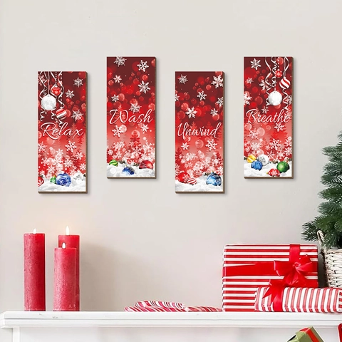 Letreros Colgantes De Madera De Navidad Decoración De Pared Copo De Nieve Muñeco De Nieve Estilo Rústico Adorno De Hogar