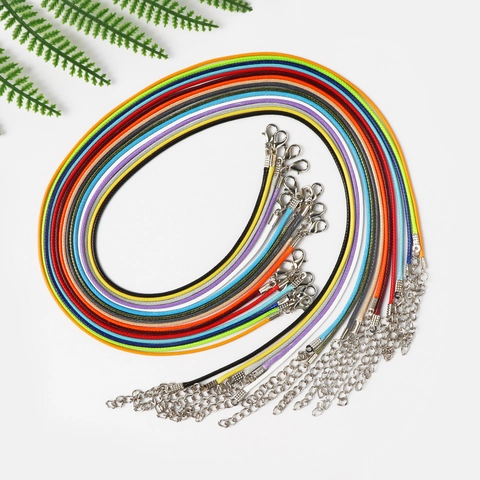 Cordon De Collier En Cire Ajustable Avec Fermoir Mousqueton En Alliage Et Chaîne D'extension Pour Création De Bijoux