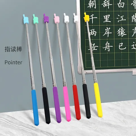 Telescopic Pointer Stainless Steel Extendable Teaching Stick Finger Reading Wand For Classroom Presentation Teacher