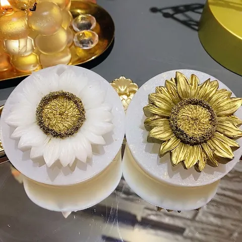Stampo In Silicone A Girasole A Forma Di Fiore Per Bricolage Cioccolato Fondente Gesso Aromatico Resina