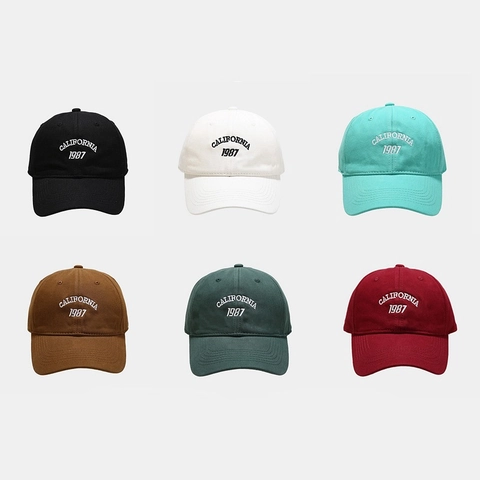 Vintage Cotton Baseball Cap CALIFORNIA 1987 Embroidery Sun Protection Outdoor Adjustable Casual Hat For Men Women
