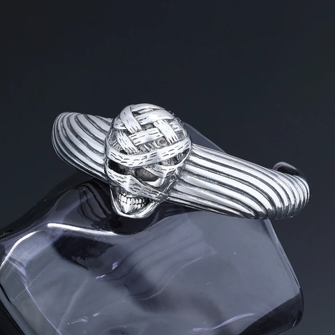 Bracciale Rigido Aperto Con Teschio Di Mummia In Acciaio Inossidabile Stile Egiziano Gotico Punk