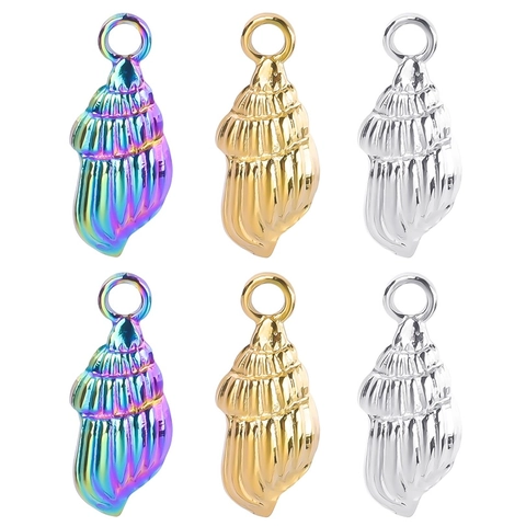 Colgantes De Concha De Acero Inoxidable Dijes De Metal Arcoiris Oro Plata Para La Fabricación De Joyas De Bricolaje Suministros