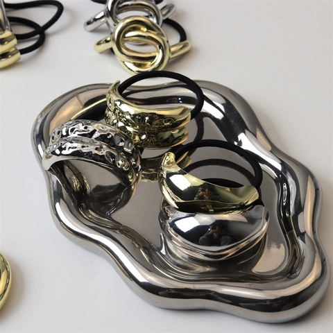 Hair Ties Minimalist Metal Alloy Arched Geometric Ponytail Holder High Elastic Hair Ropes Accessories For Women Girls