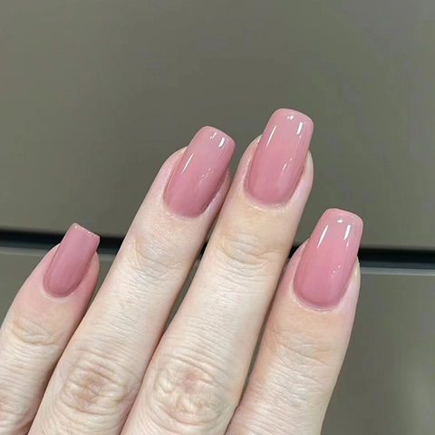 Press On Nails Square Shape Solid Color Glossy False Nails ABS Removable Manicure DIY For Women