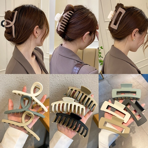 Grote Haarklemmen Mat Hars Acryl Sterke Grip Voor Dik Haar Koreaanse Retro Stijl Vrouwen Meisjes Antislip Ontwerp