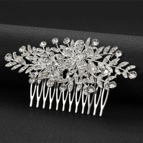 Accessorio per Capelli da Sposa Lega Strass Farfalla Foglia Pettine per Capelli Elegante Pettine Laterale per Donne
