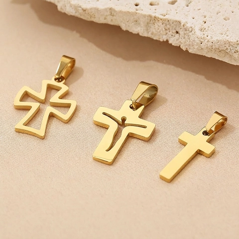 Collana Con Pendente A Croce In Acciaio Inossidabile Silhouette Di Gesù Svuotata Gioiello Di Moda Minimalista Per Uomo Donna