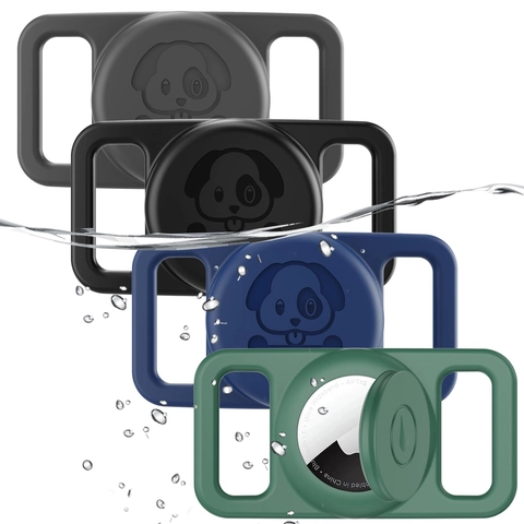 Waterproof Silicone Case For AirTag Pet Collar Holder Anti Lost Tracking Protective Cover With Dog Bone Pattern Luminous