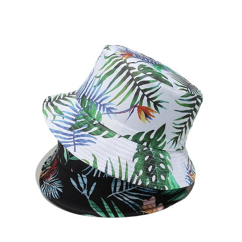 Chapeau Bob Imprimé Feuilles De Bananier Tropical Polyester Respirant Été Plage Chapeau De Soleil Femmes Vacances Voyage
