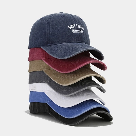 Washed Cotton Baseball Cap Shit Show Supervisor Embroidery Retro Casual Distressed Sun Protection Hat For Unisex