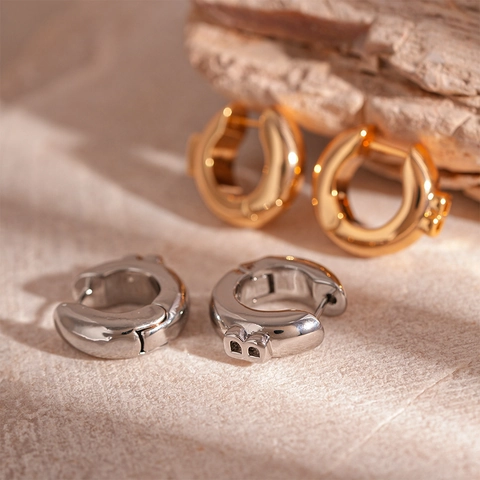 Letter B Hoop Oorbellen Geometrische Metalen Koperen Sieraden Met Stalen Oorringpaal Voor Dames Mode Minimalistische Niche Stijl