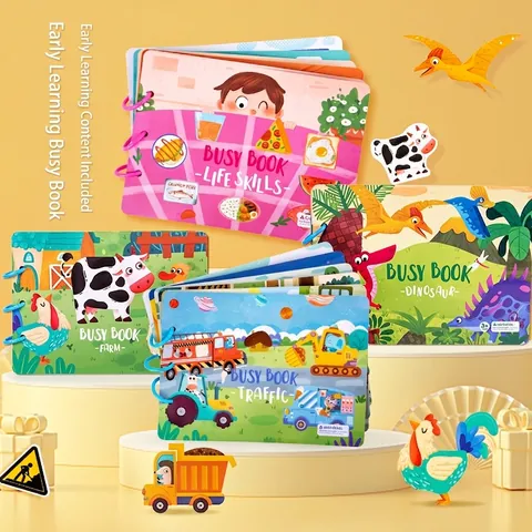 Montessori Busy Book Für Kleinkinder Frühzeitiges Lernen Ruhiges Buch Interaktives Klebespielzeug Dinosaurier Bauernhof Thema Bildung