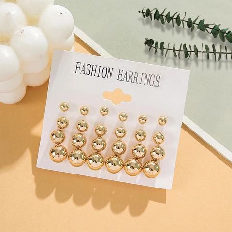 Faux Artificial Pearl And Metallic Ball Stud Earrings With Steel Earring Post Various Sizes Elegant Fashion Jewelry For Women