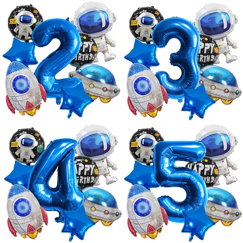 Astronaut Weltraum Thema Aluminiumfolie Luftballons Rakete UFO Große Nummer Kinder Geburtstagsparty Dekoration