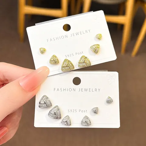 Geometrische Dreieck Ohrstecker Mit Funkelnden Zirkonia Legierung Schmuck Und 925 Sterling Silber Ohrring Stecker Elegant Für Damen