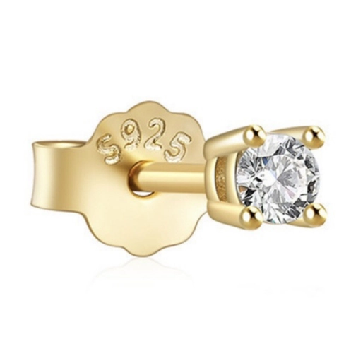 Orecchini a Bottone in Argento Sterling 925 con Zirconia per Donna Uomo Taglio Rotondo a Quattro Griffe Placcati Oro Argento Gioielli