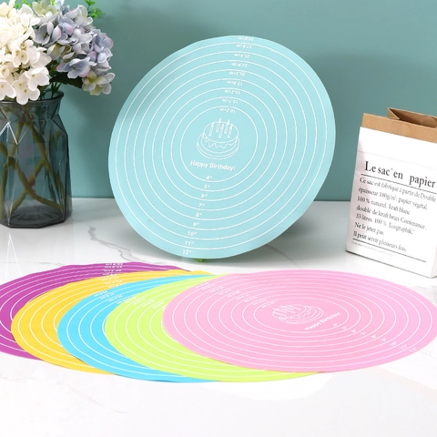 Tapis De Cuisson Rond En Silicone Antidérapant Avec Échelle De Mesure Outil De Pâtisserie Résistant À La Chaleur