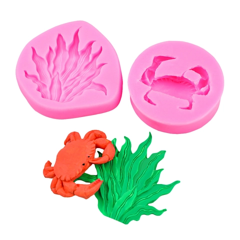 Oceaan Serie DIY Siliconen Vorm Krab Zeewier Vorm Fondant Chocolade Cakevorm Voor Handgemaakte Zeep Aroma Steen Ambacht Decor