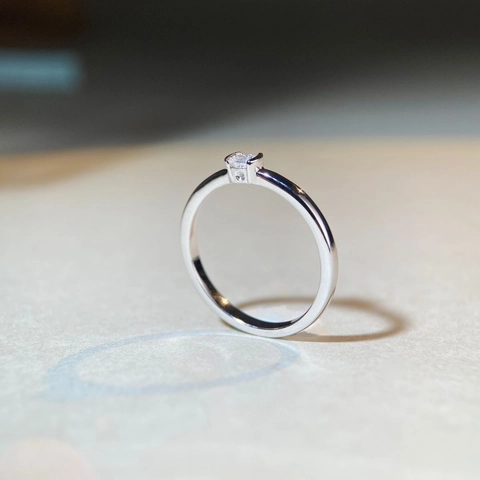 925 Sterling Silver Moissanite Ring For Women Round Cut Sparkling Solitaire Geometric Finger Ring Minimalist Fine Jewelry Accessory Gift