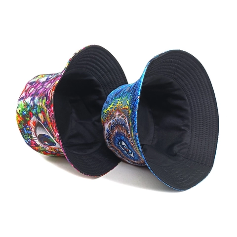 Fischerhut Polyester Sonnenschutz Wendbar Psychedelischer Druck Evil Eye Muster Kreativer Streetwear Sonnenhut