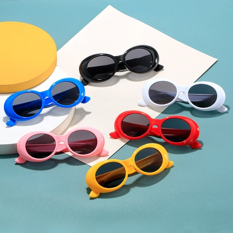 Kinder Sonnenbrille Retro Oval Kunststoffrahmen Harzlinse UV Schutz Mode Brillen Für Jungen Und Mädchen