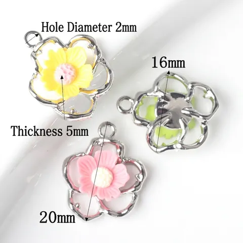 Hohlblumen Charms Anhänger Zinklegierung Harz Bunt Mini DIY Schmuckherstellung Zubehör Für Halsketten Armbänder