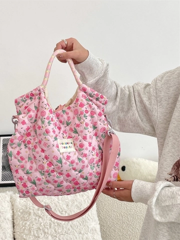 Borsa A Mano Imbottita Trapuntata Con Motivo A Cartoni Animati Donna Tote Borsa A Tracolla Cinghia Regolabile Poliestere