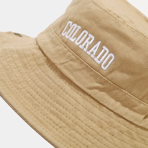 Outdoor Bucket Hat Cotton Canvas Sun Protection Windproof With Colorado Embroidery For Hiking Fishing Travel Men Women