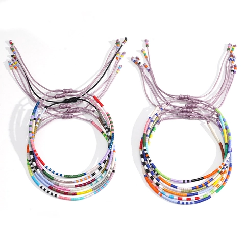Handgefertigtes Gewebtes Sternzeichen Künstliche Perlenarmband Bunte Samenperlen Naturstein Künstliche Perle Verstellbare Kordel Boho Geschenk