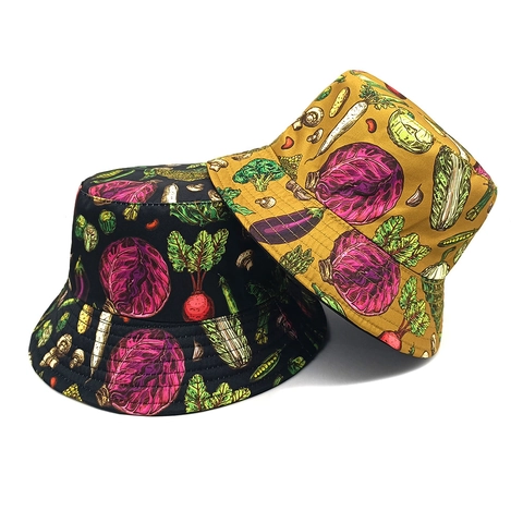 Chapeau Bob À Motif Légumes Polyester Protection Solaire Dessiné À La Main Vintage Chapeau De Soleil Pour Femmes Hommes