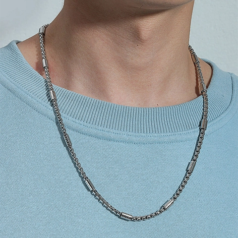 Minimalist 316L Stainless Steel Necklace For Men Women Vintage Polished Snake Twist Box Chain Industrial Jewelry