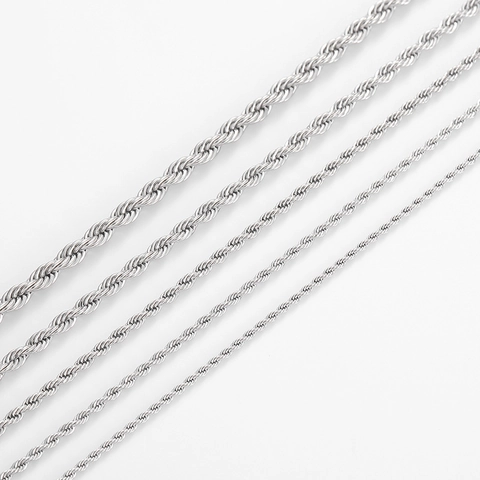 Collar De Cadena De Cuerda De Acero Inoxidable Joyería De Eslabones Retorcidos Con Cierre De Langosta Para Hombres Mujeres Estilo Punk Gótico Minimalista
